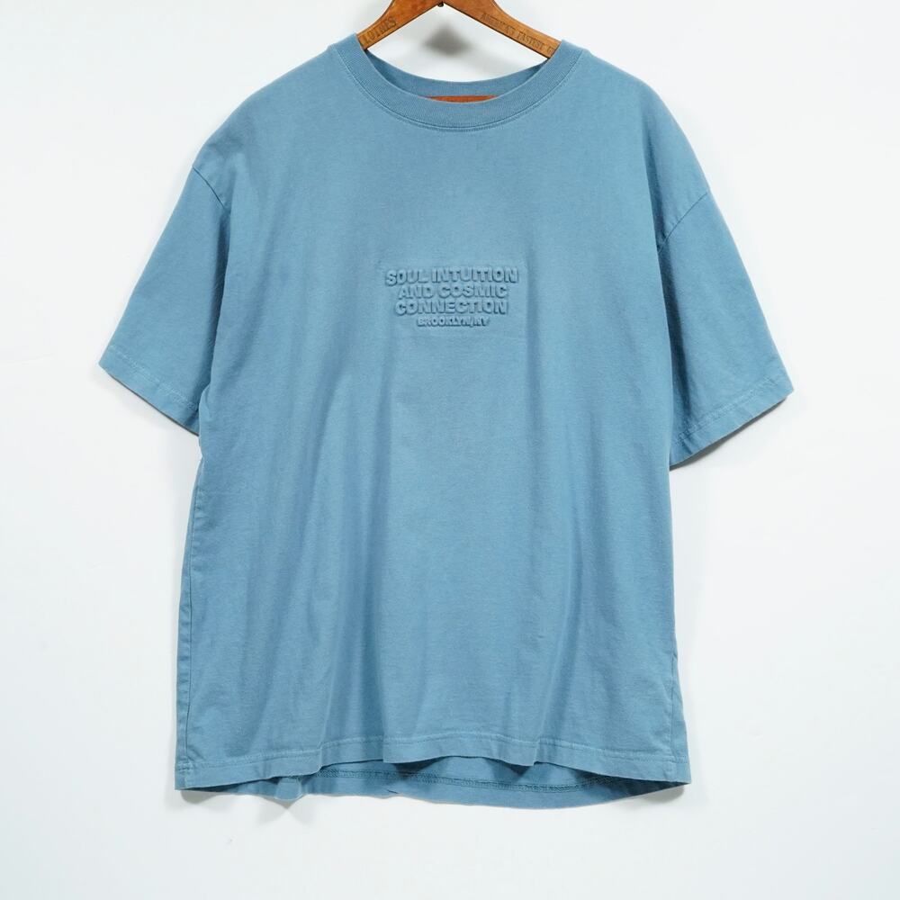 PacSun Blue Embossed Graphic T-Shirt Soul Intuition Cosmic Connection Size L